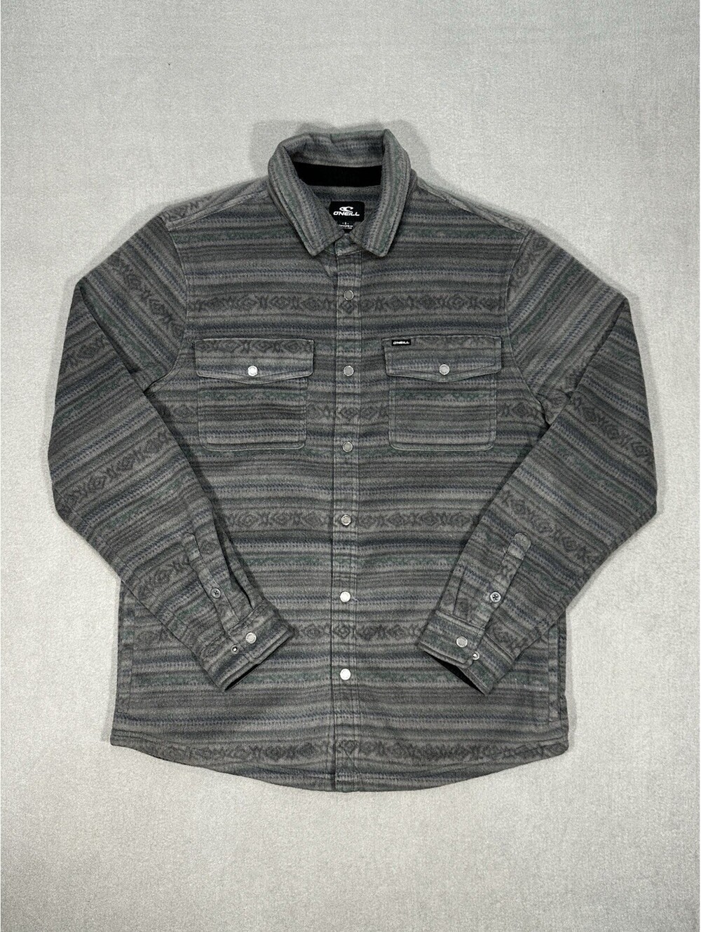 O’Neill Men’s S Fits Medium Gray Fleece Shirt Jacket Button Up Overshirt